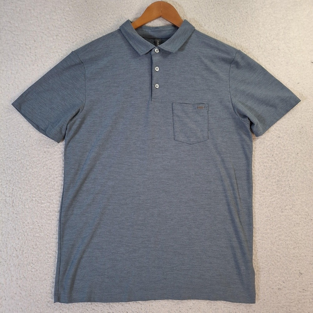 Vuori Polo Shirt Womens Large Gray Heather Performance Pocket 3-Button Golf Soft